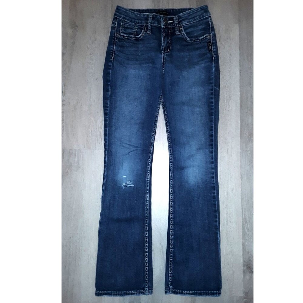Silver Jeans Suki Slim Boot Cut Jeans W26 L31 Flared Distressed Denim Flares